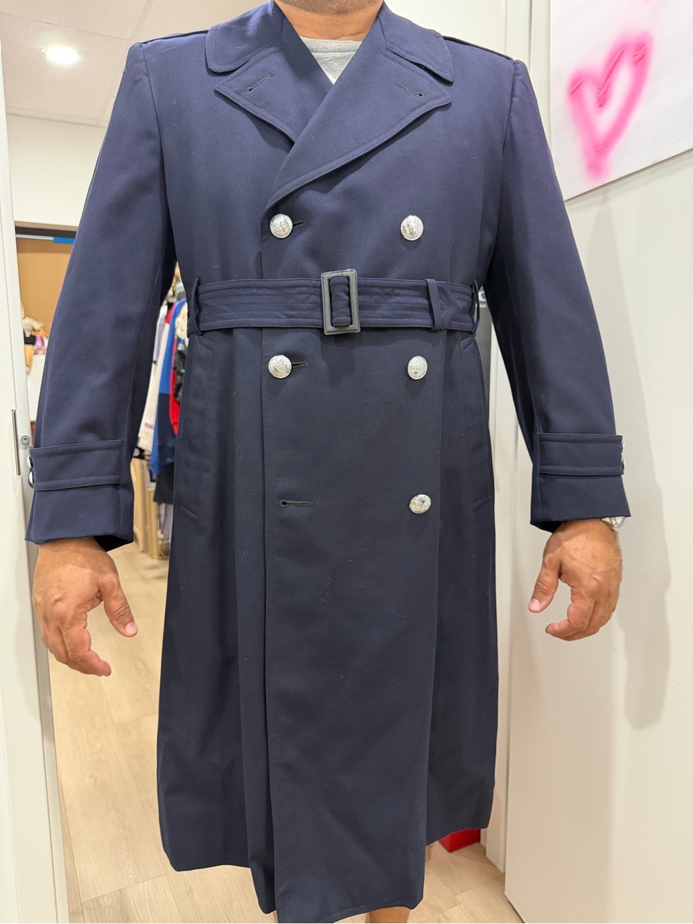 Vintage Chicago Fire Department Men's Trench Coat with Belt 44R